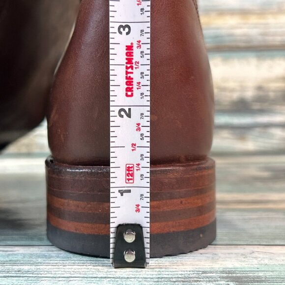 Sendra Knee High Boots Womens 8 Brown Leather Riding Moto Studded Biker Western - Picture 13 of 15